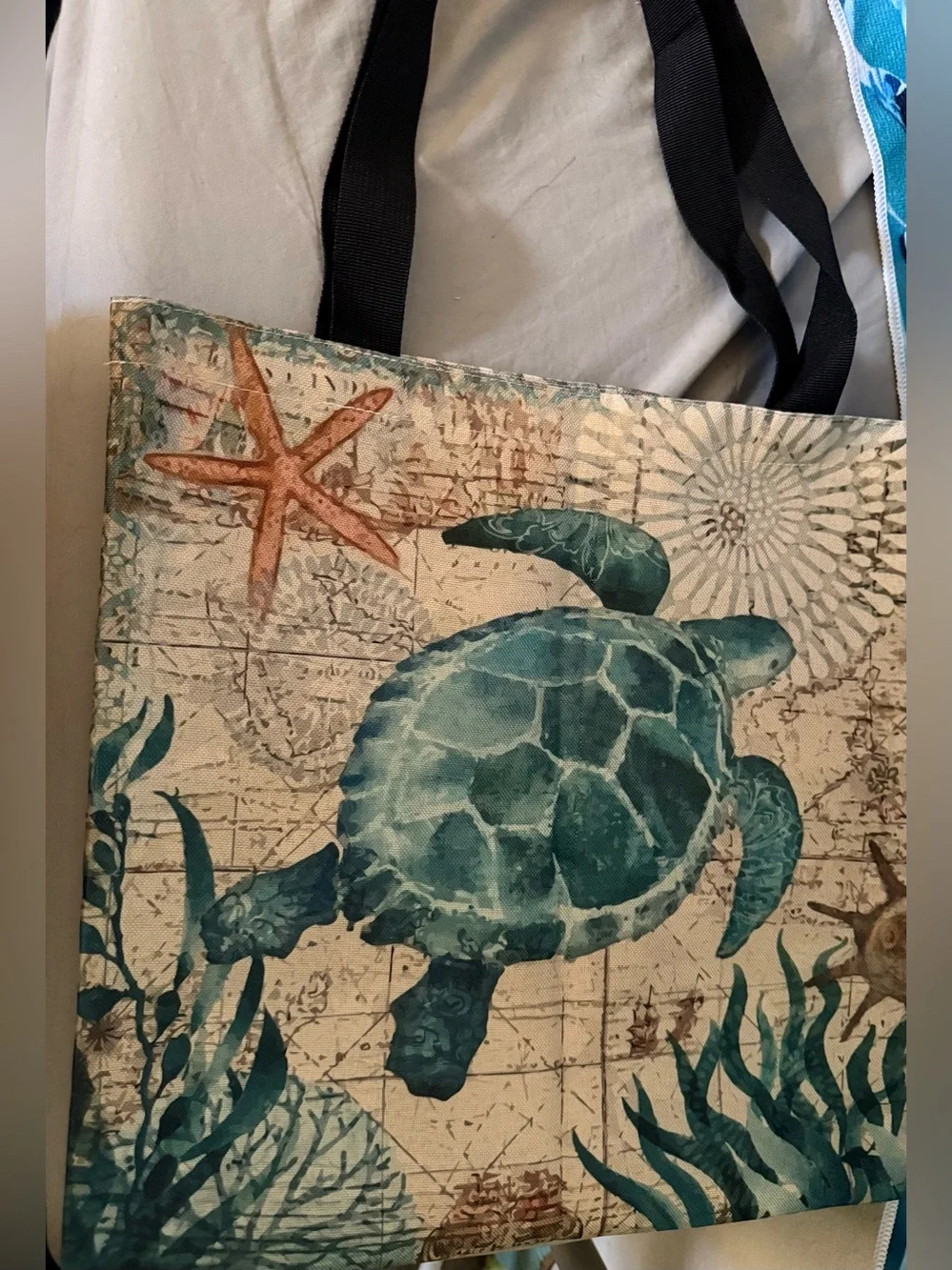 Open top reusable bag. For the beach or other outings or overnight. 15x16 inches
